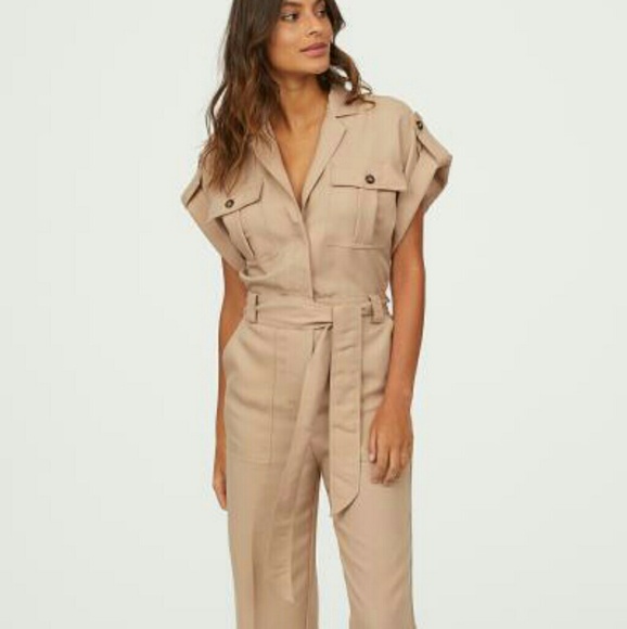beige jumpsuit h&m